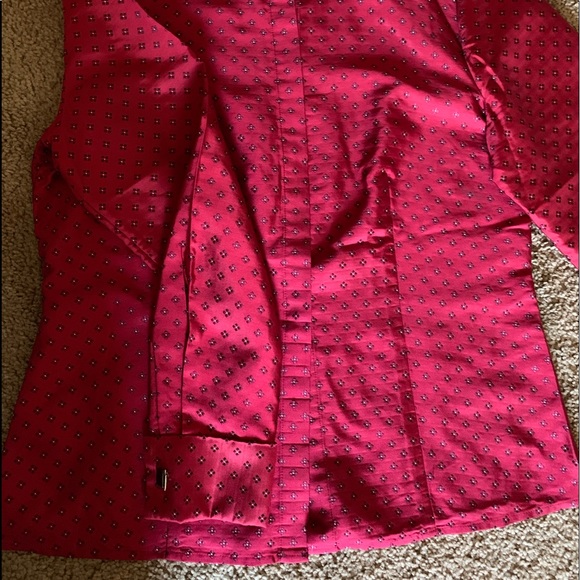 Handmade Red Button Up 100% Silk - Picture 4 of 4